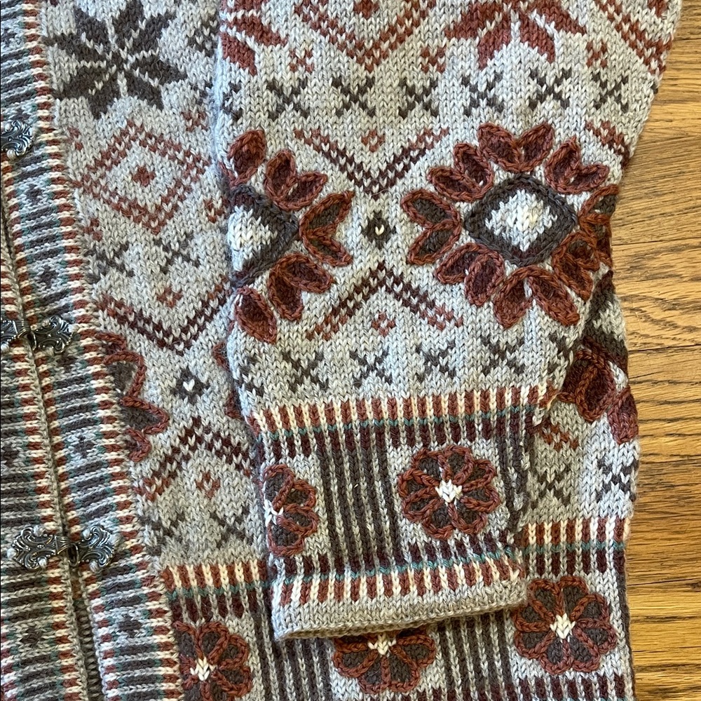 Dale of Norway Vintage Nordic Pattern Cardigan Sweater - Rust & Brown Tones NWT - Picture 5 of 13